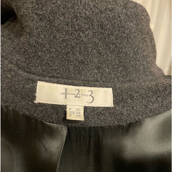 Women’s Angora and Wool Grey Coat with suede detailing, Fits Size M - Picture 6 of 6